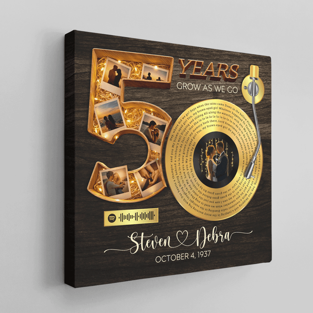 Personalized 50th Anniversary Song Lyrics Canvas with Spotify QR Code