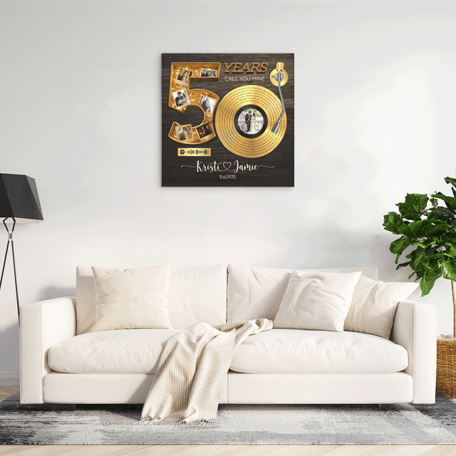 Personalized 50th Anniversary Song Lyrics Canvas with Spotify QR Code