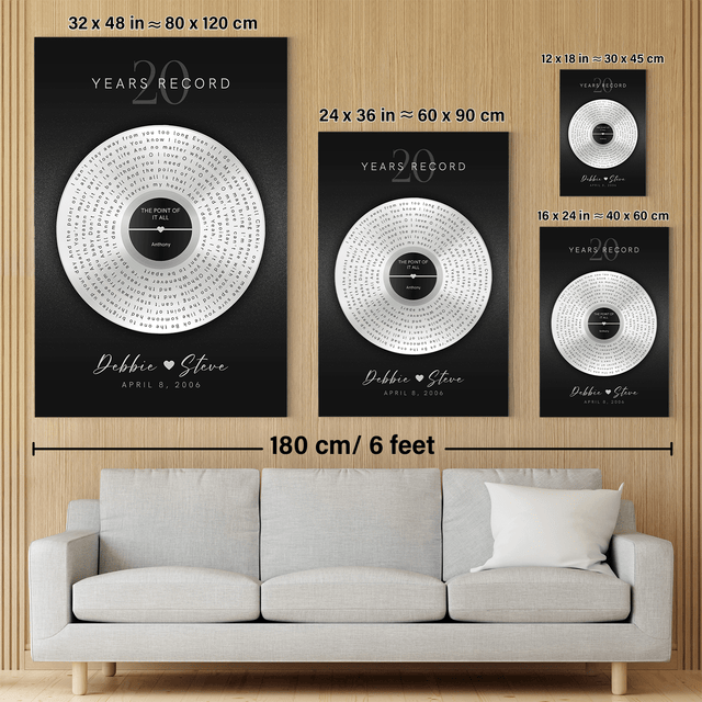 Custom Song Lyrics Vinyl Canvas, Personalized Couple Gift
