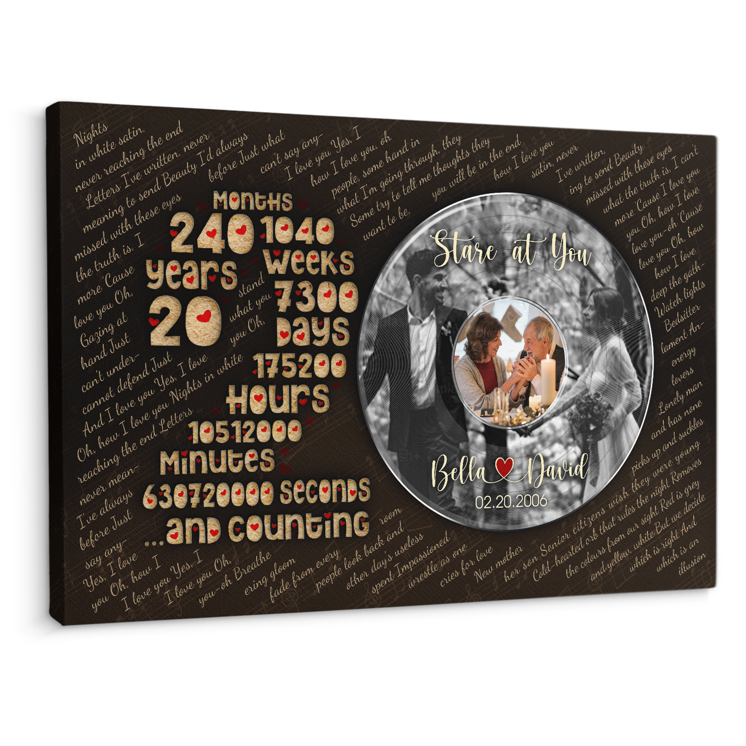 Personalized Years Together Canvas, Anniversary Gift for Couple