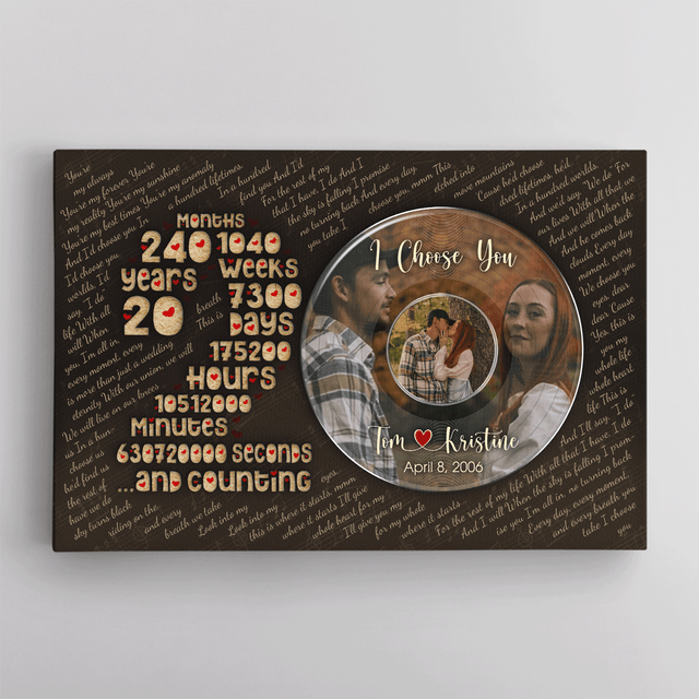 Personalized Years Together Canvas, Anniversary Gift for Couple