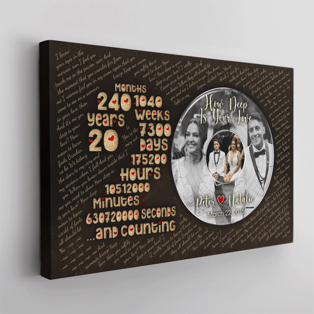 Personalized Years Together Canvas, Anniversary Gift for Couple