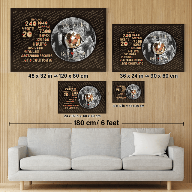 Personalized Years Together Canvas, Anniversary Gift for Couple
