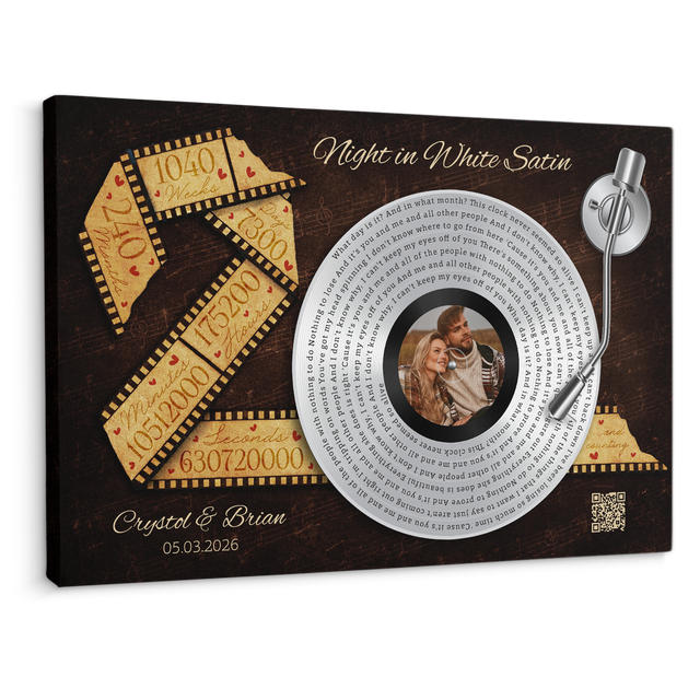 Custom Time & Song Canvas, Personalized Anniversary Gift