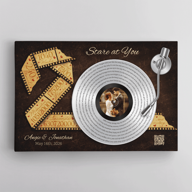 Custom Time & Song Canvas, Personalized Anniversary Gift