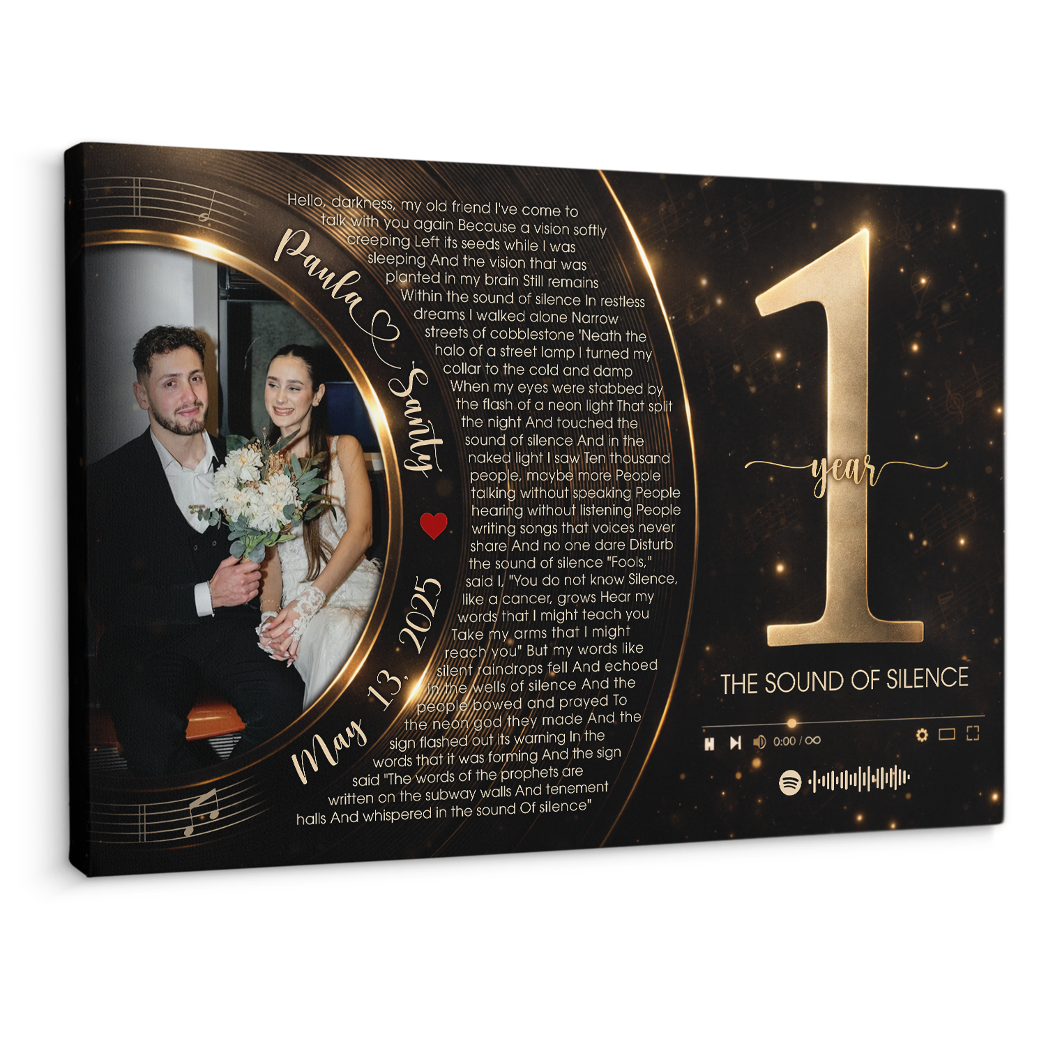 Personalized Photo Song Canvas – Custom Couple Gift, Anniversary Wall Art