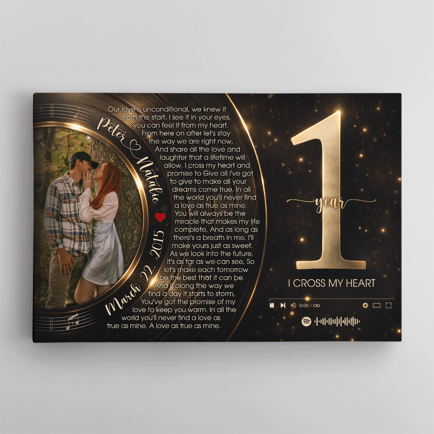 Personalized Photo Song Canvas – Custom Couple Gift, Anniversary Wall Art