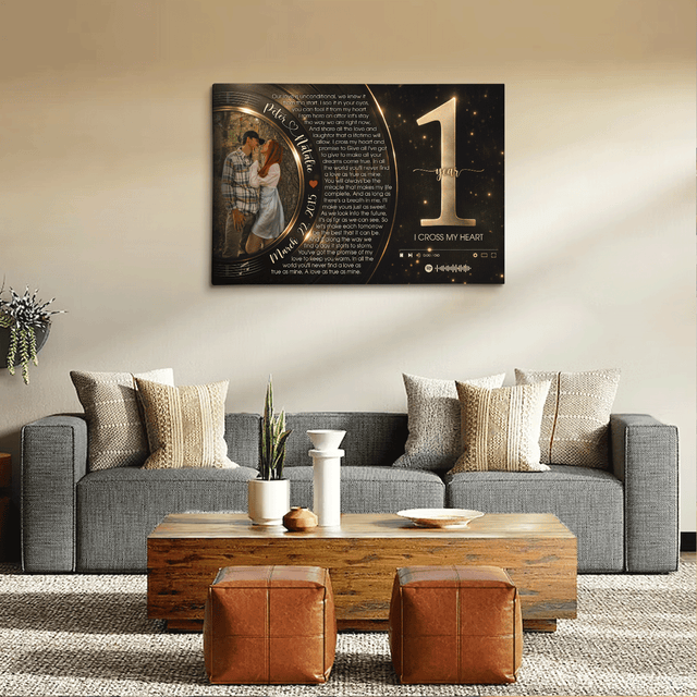 Personalized Photo Song Canvas – Custom Couple Gift, Anniversary Wall Art