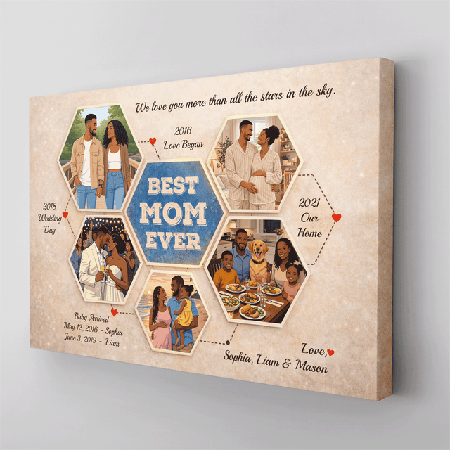 Personalized Best Mom Ever Canvas – Custom Photo Collage Mother’s Day Gift
