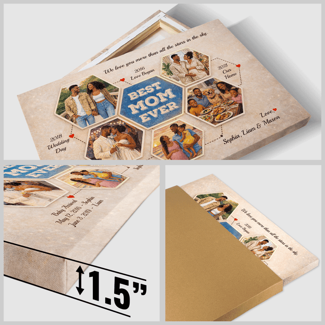 Personalized Best Mom Ever Canvas – Custom Photo Collage Mother’s Day Gift