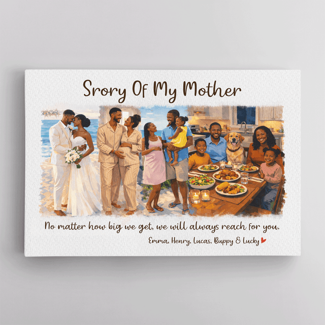 Personalized Story of My Mother Canvas – Custom Family Journey Mother’s Day Gift with Names