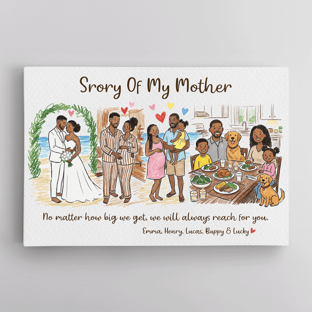 Personalized Story of My Mother Canvas – Custom Family Journey Mother’s Day Gift with Names