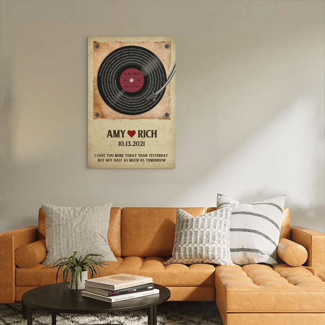 Custom Song Lyrics And Customizable Text, Vinyl Record, Canvas Wall Art