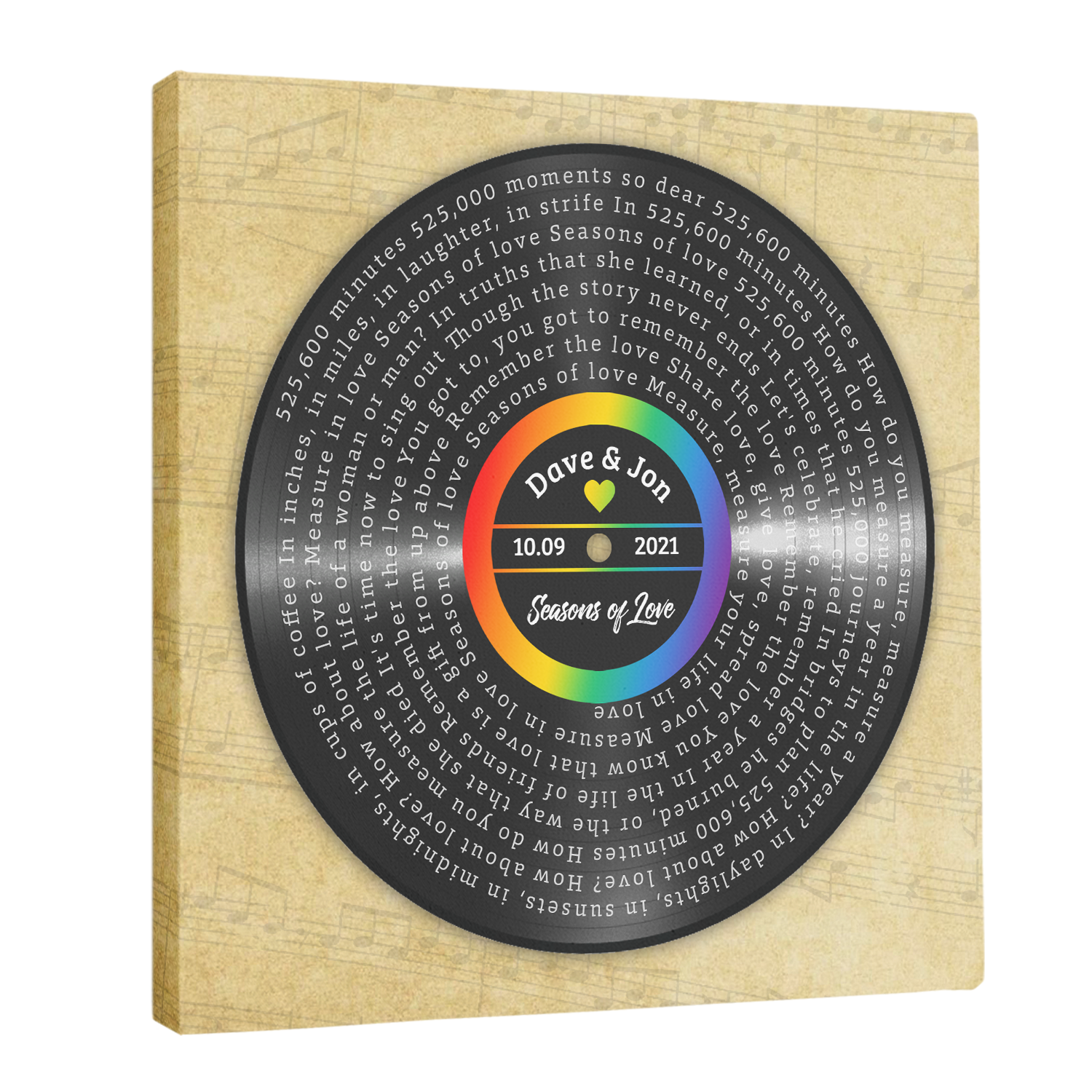 Custom Song Lyrics And Text, Vinyl Record Style, Canvas Wall Art