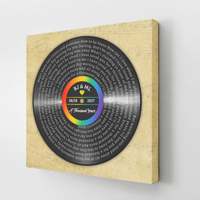 Custom Song Lyrics And Text, Vinyl Record Style, Canvas Wall Art