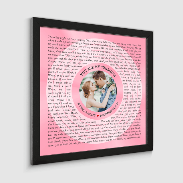 Circular Photo Tickled Pink Framed Art Print, Custom Song Lyrics & Name