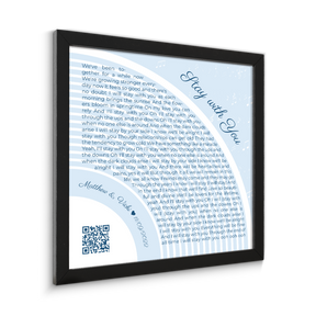 Custom Song Lyrics Wall Art With QR Code, Pastel Blue Framed Art Print