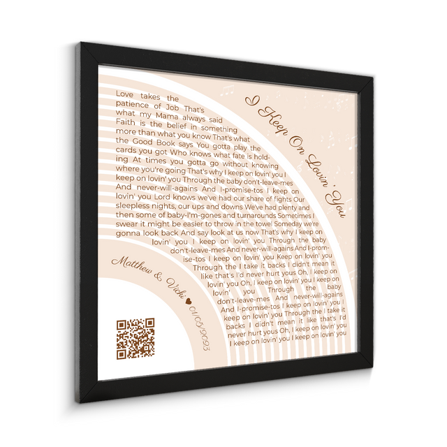Custom Song Lyrics Wall Art With QR Code, Pastel Sand Framed Art Print