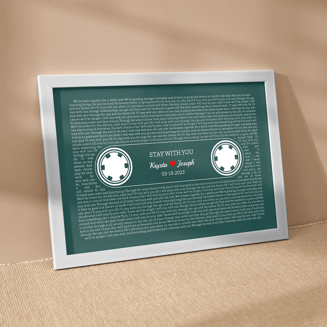 Forest Green Retro Cassette Tape Design, Personalized Song Lyrics Framed Art Print