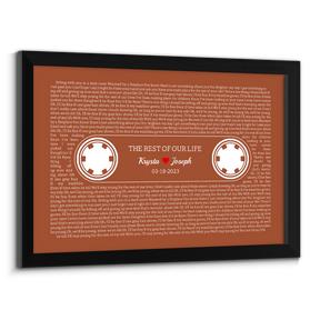 Orange Retro Cassette Tape, Personalized Song Lyrics Framed Art Print