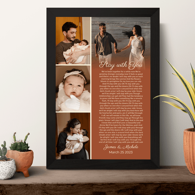 Customized Song Lyrics And Photo Framed Art Print