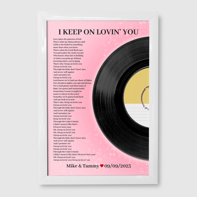 Personalized Song Lyrics Vinyl Record, Tickled Pink Framed Art Print