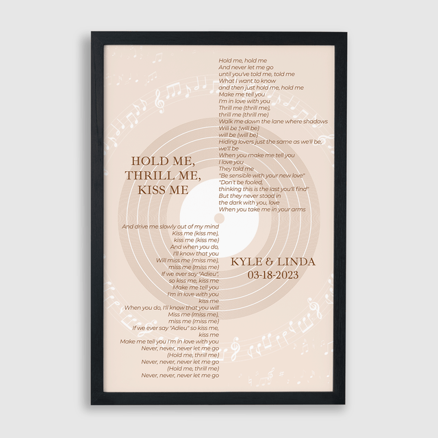 Pastel Sand Minimalist Vinyl Record, Custom Song Lyrics Framed Art Print