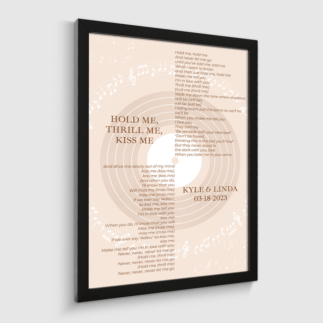 Pastel Sand Minimalist Vinyl Record, Custom Song Lyrics Framed Art Print