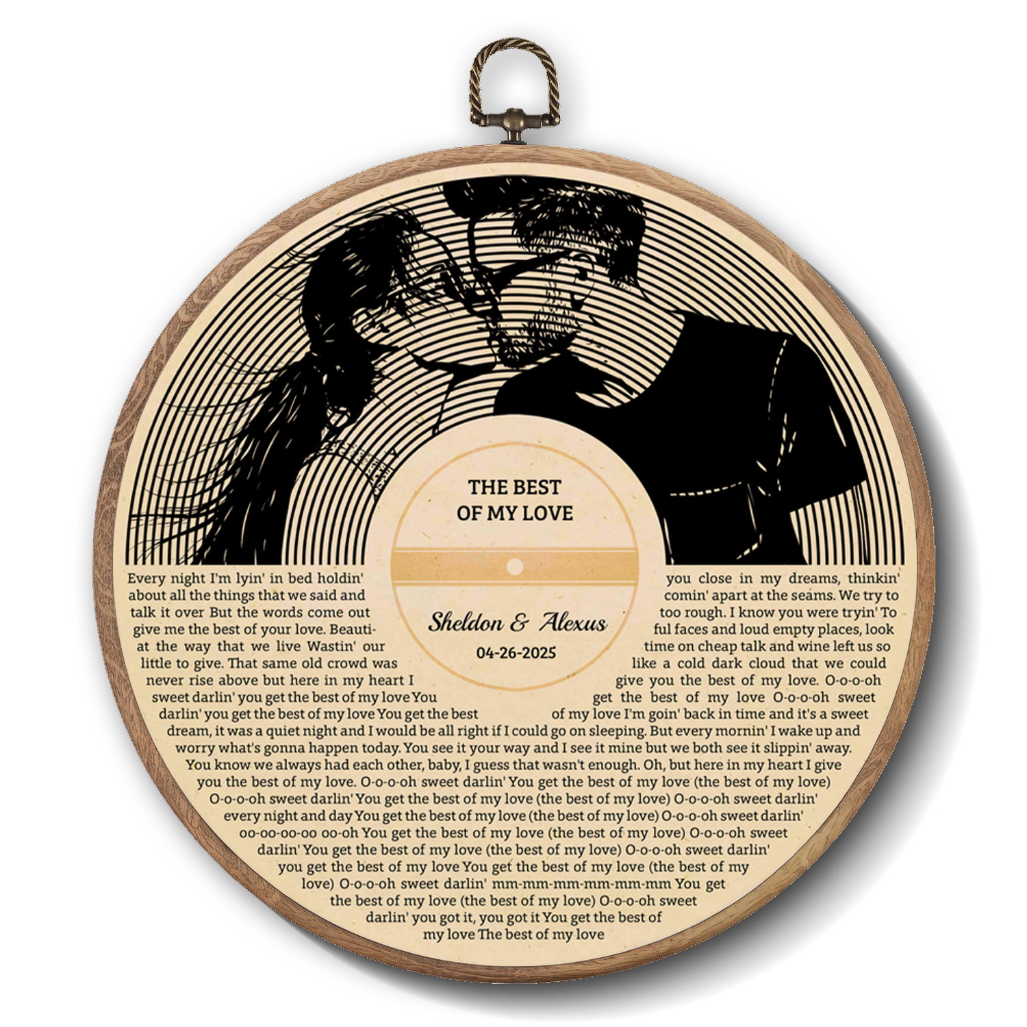 Personalized Song Lyrics Vinyl Record - Framed Round Wall Art - KAMI01