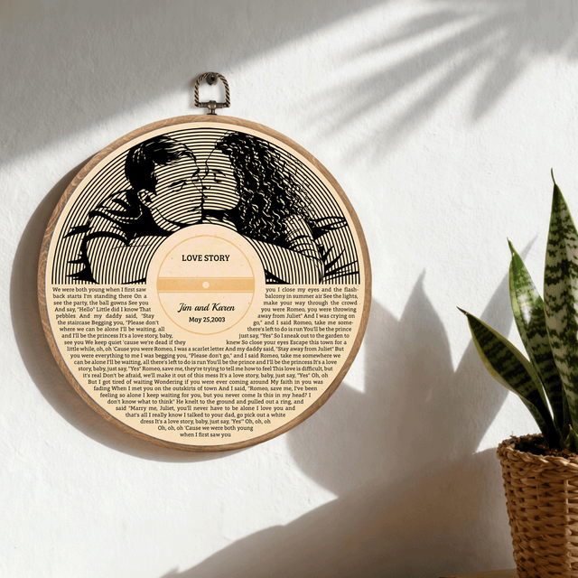 Personalized Song Lyrics Vinyl Record - Framed Round Wall Art - KAMI01