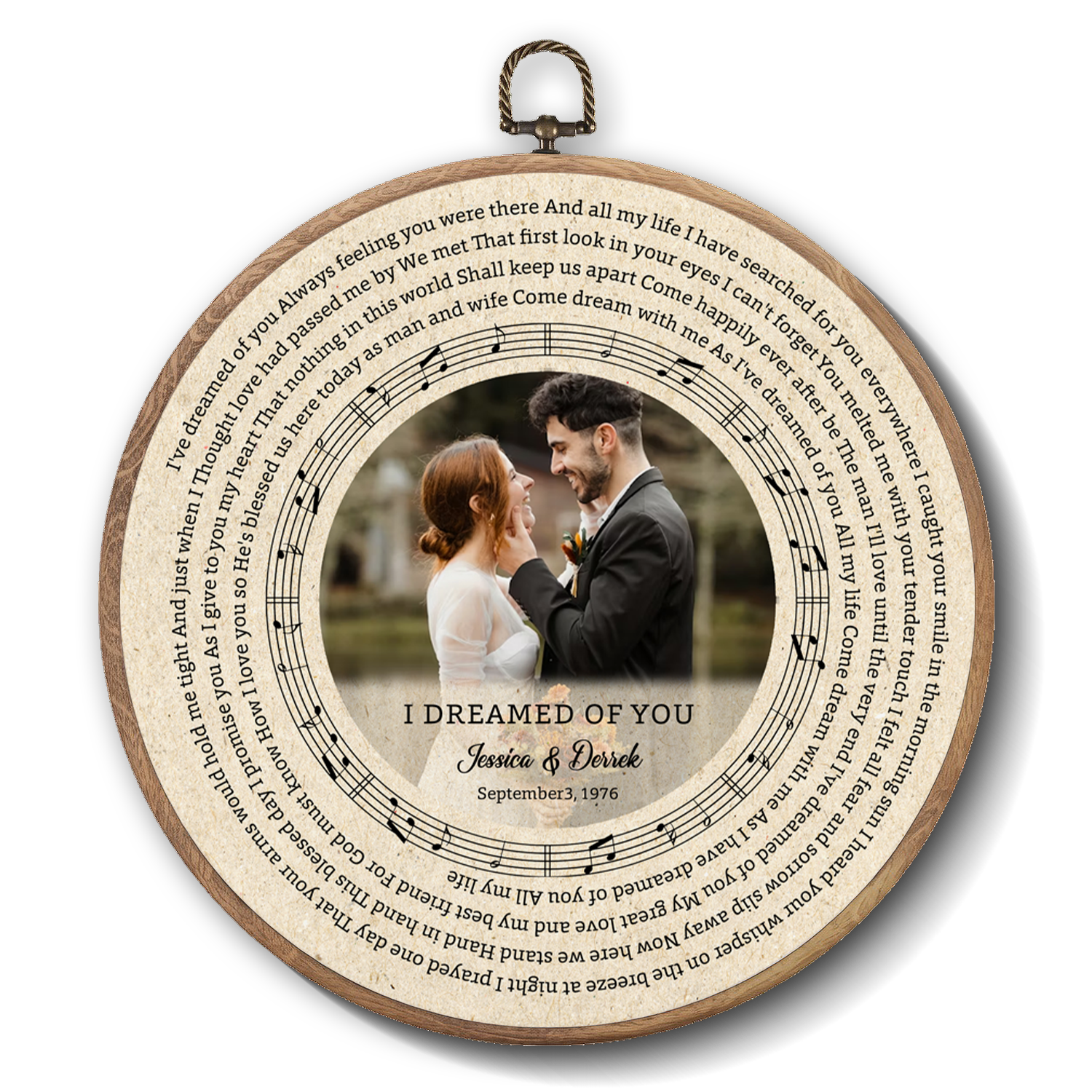 Personalized Song Lyrics Vinyl Record - Framed Round Wall Art - KAMI02