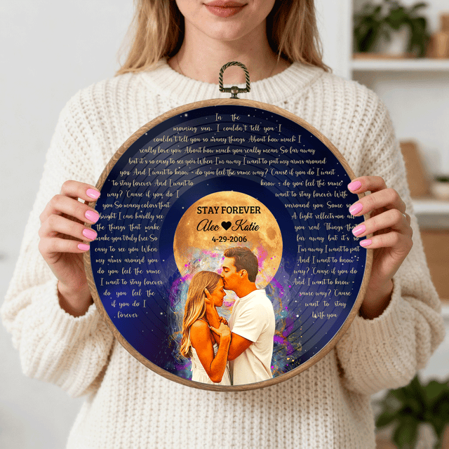 Personalized Song Lyrics Vinyl Record - Framed Round Wall Art - KAMI03