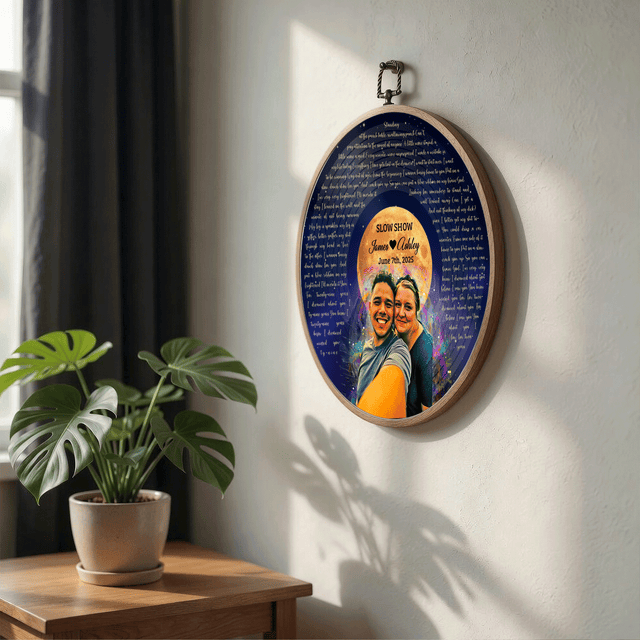 Personalized Song Lyrics Vinyl Record - Framed Round Wall Art - KAMI03