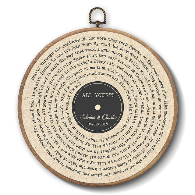 Personalized Song Lyrics Vinyl Record - Framed Round Wall Art - KAMI04