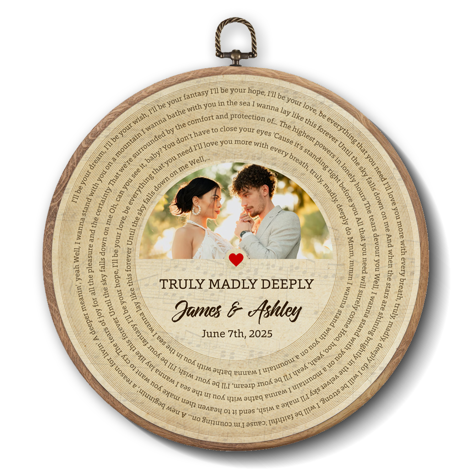 Personalized Song Lyrics Vinyl Record - Framed Round Wall Art - KAMI05