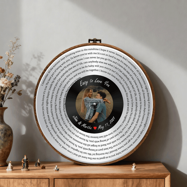 Personalized Song Lyrics Vinyl Record - Framed Round Wall Art - KAMI06