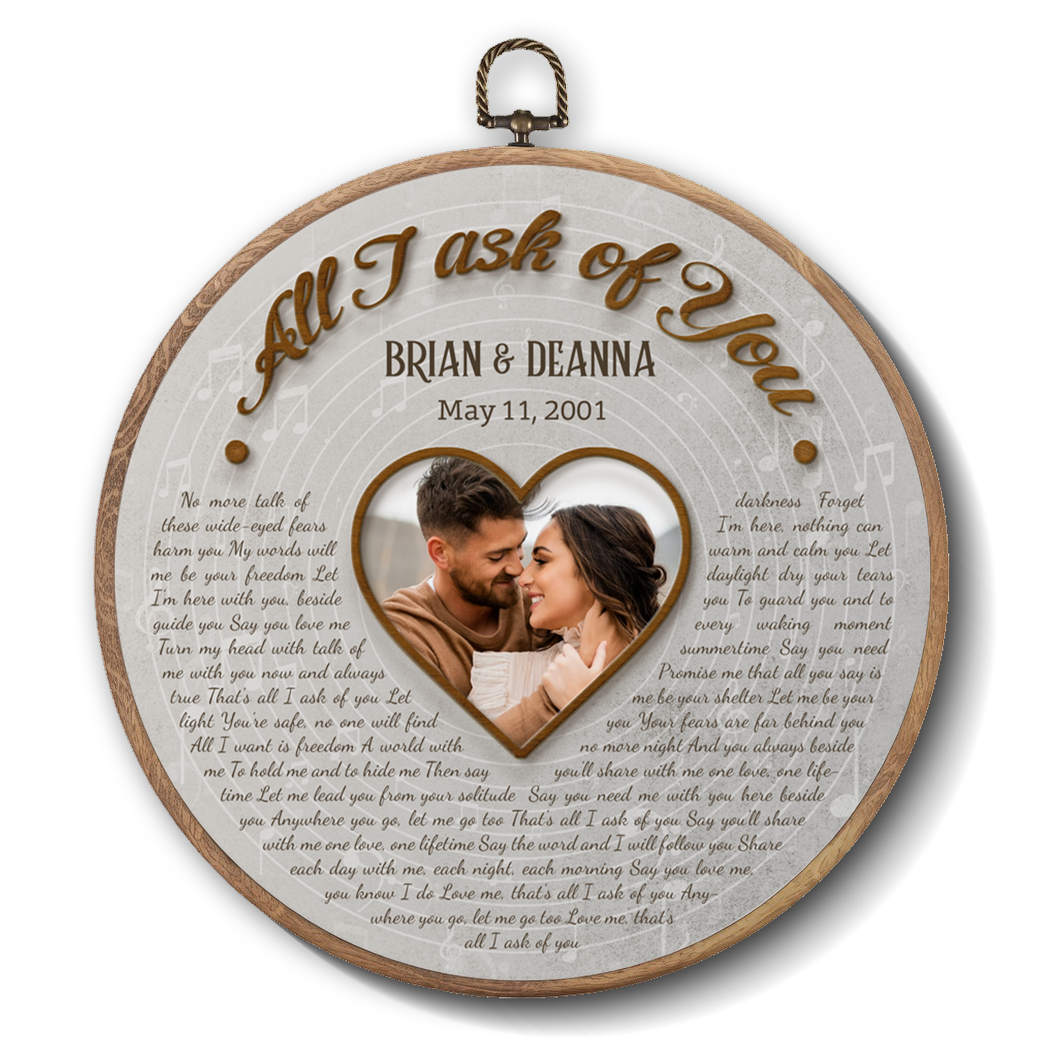 Personalized Song Lyrics Vinyl Record - Framed Round Wall Art - KAMI07