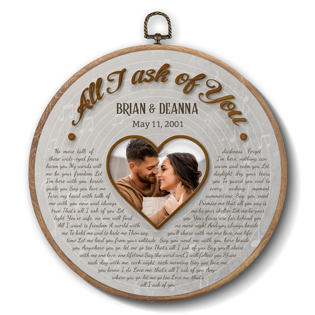 Personalized Song Lyrics Vinyl Record - Framed Round Wall Art - KAMI07