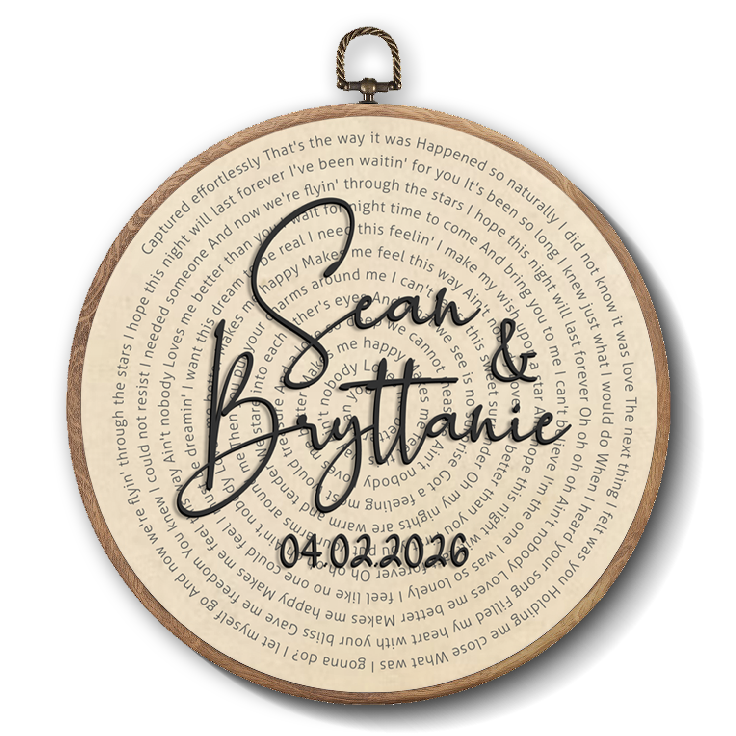 Personalized Song Lyrics Vinyl Record - Framed Round Wall Art - KAMI08