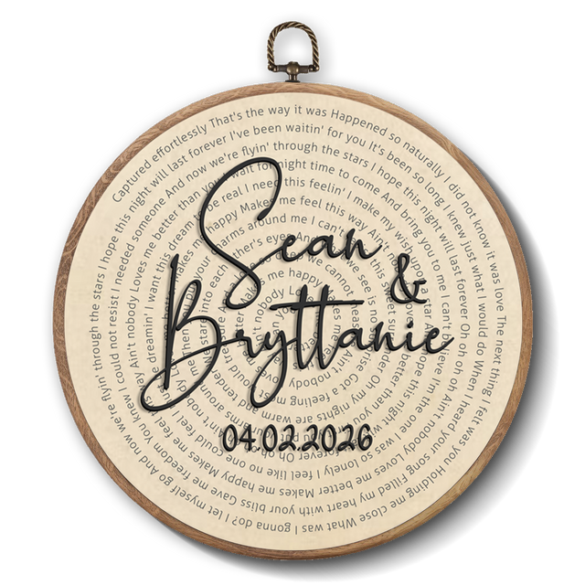 Personalized Song Lyrics Vinyl Record - Framed Round Wall Art - KAMI08