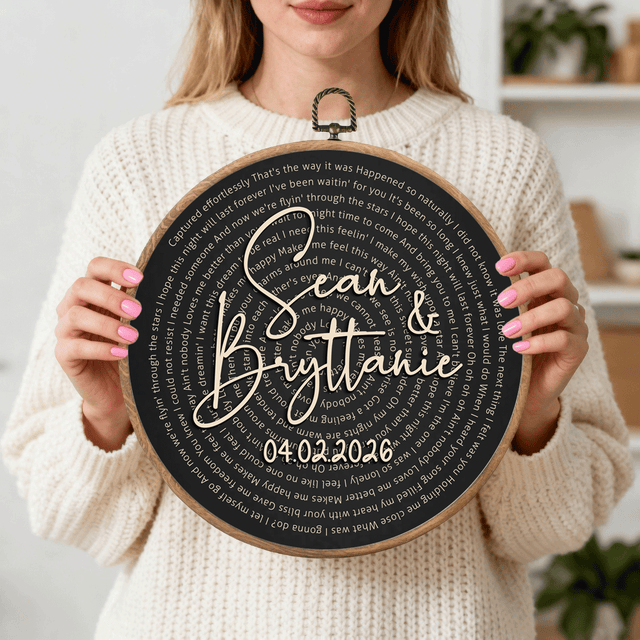 Personalized Song Lyrics Vinyl Record - Framed Round Wall Art - KAMI08