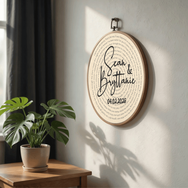 Personalized Song Lyrics Vinyl Record - Framed Round Wall Art - KAMI08