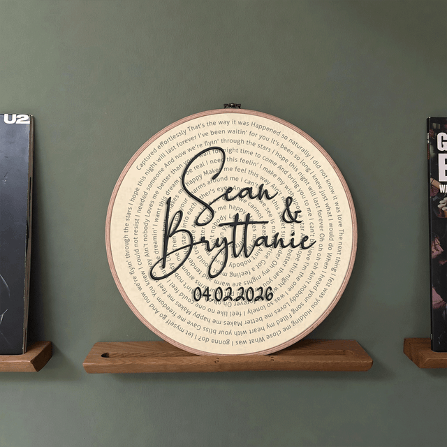 Personalized Song Lyrics Vinyl Record - Framed Round Wall Art - KAMI08