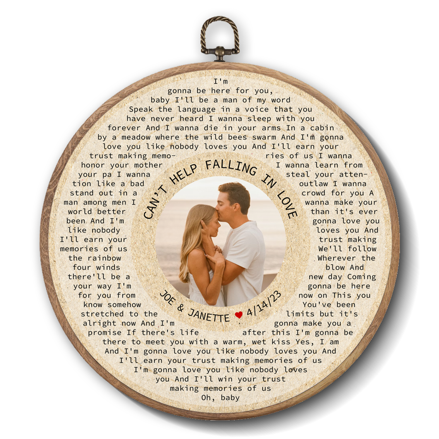 Personalized Song Lyrics Vinyl Record - Framed Round Wall Art - KAMI09
