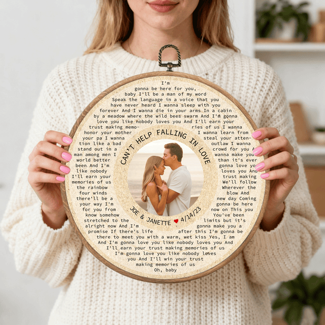 Personalized Song Lyrics Vinyl Record - Framed Round Wall Art - KAMI09