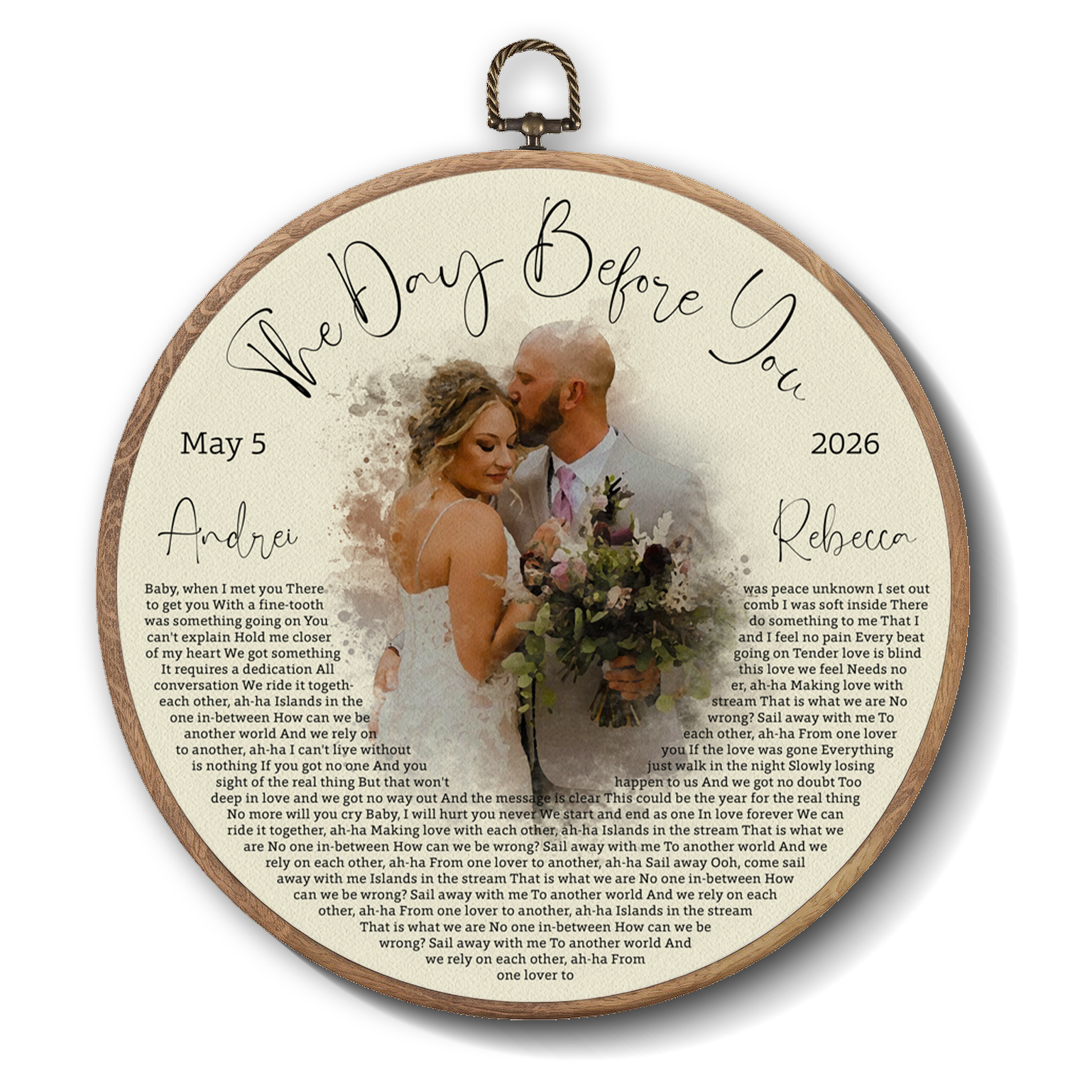 Personalized Song Lyrics Vinyl Record - Framed Round Wall Art - KAMI10