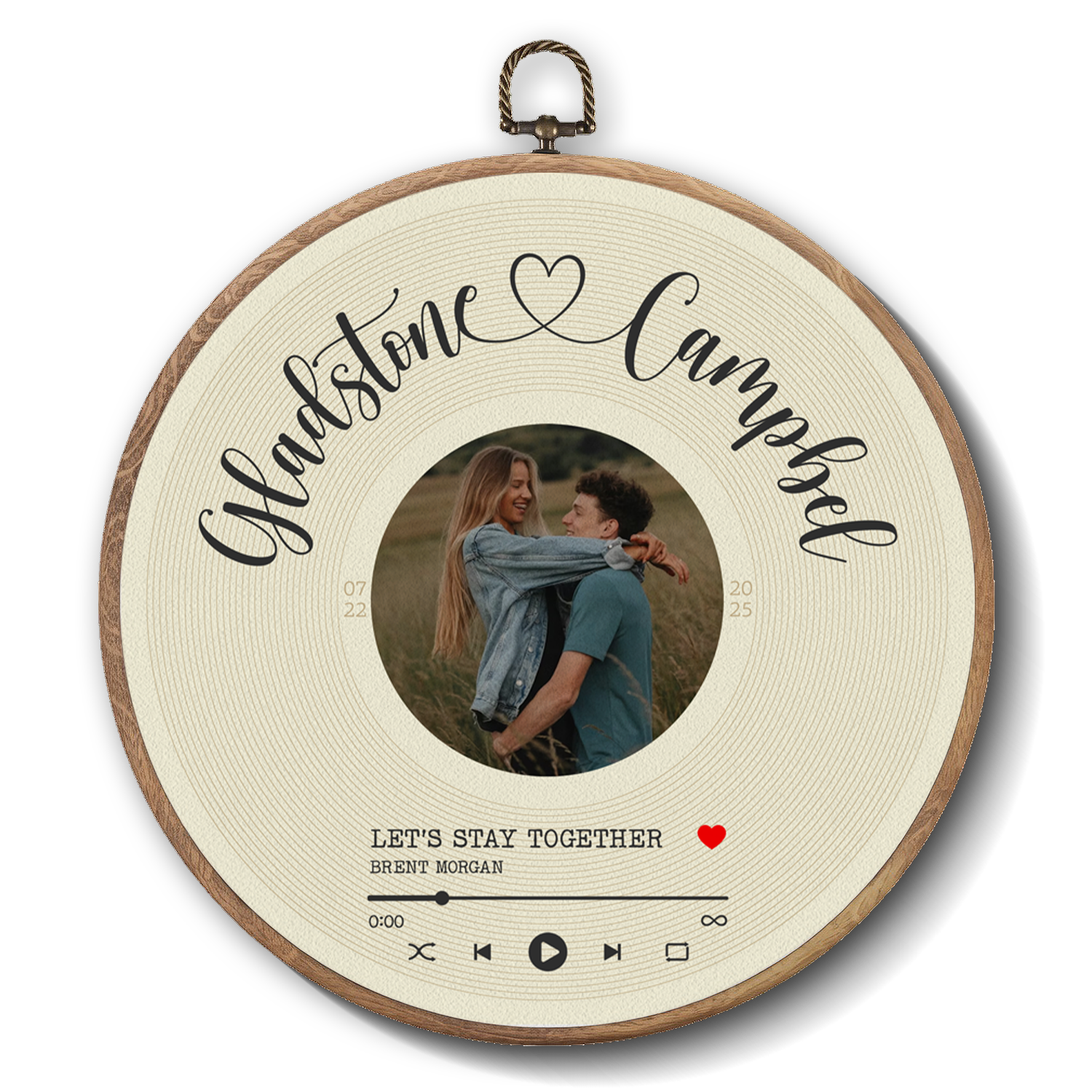 Personalized Song Lyrics Vinyl Record - Framed Round Wall Art - KAMI11