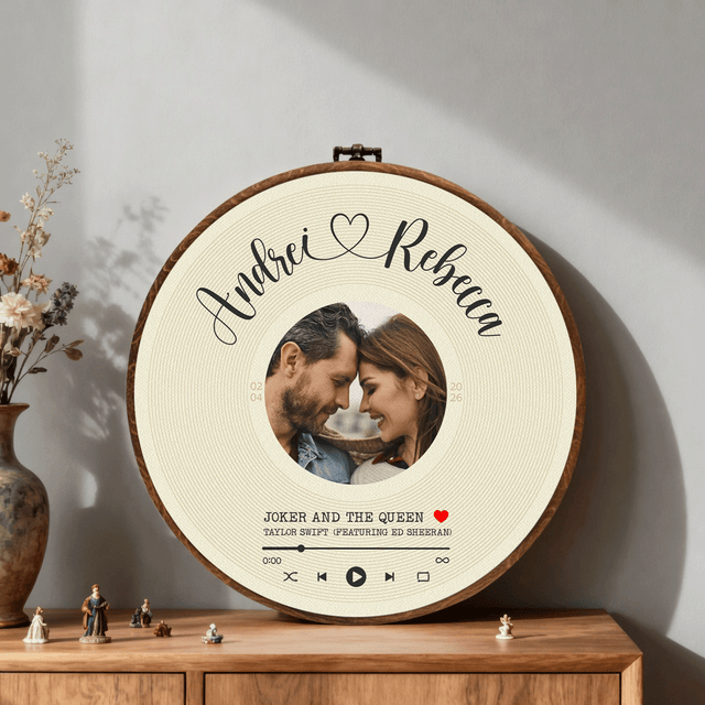 Personalized Song Lyrics Vinyl Record - Framed Round Wall Art - KAMI11