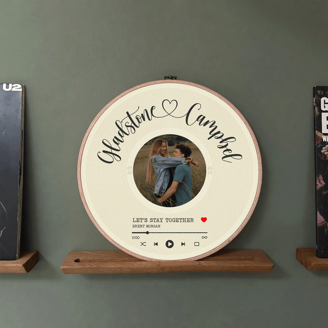 Personalized Song Lyrics Vinyl Record - Framed Round Wall Art - KAMI11