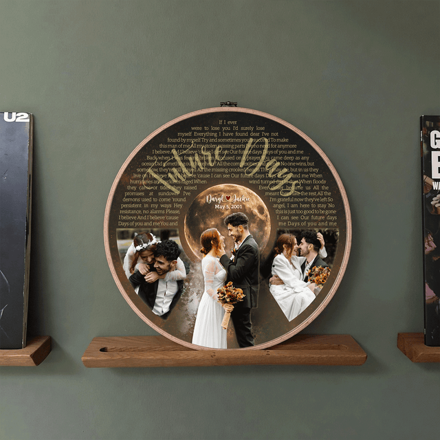Personalized Song Lyrics Vinyl Record - Framed Round Wall Art - KAMI12